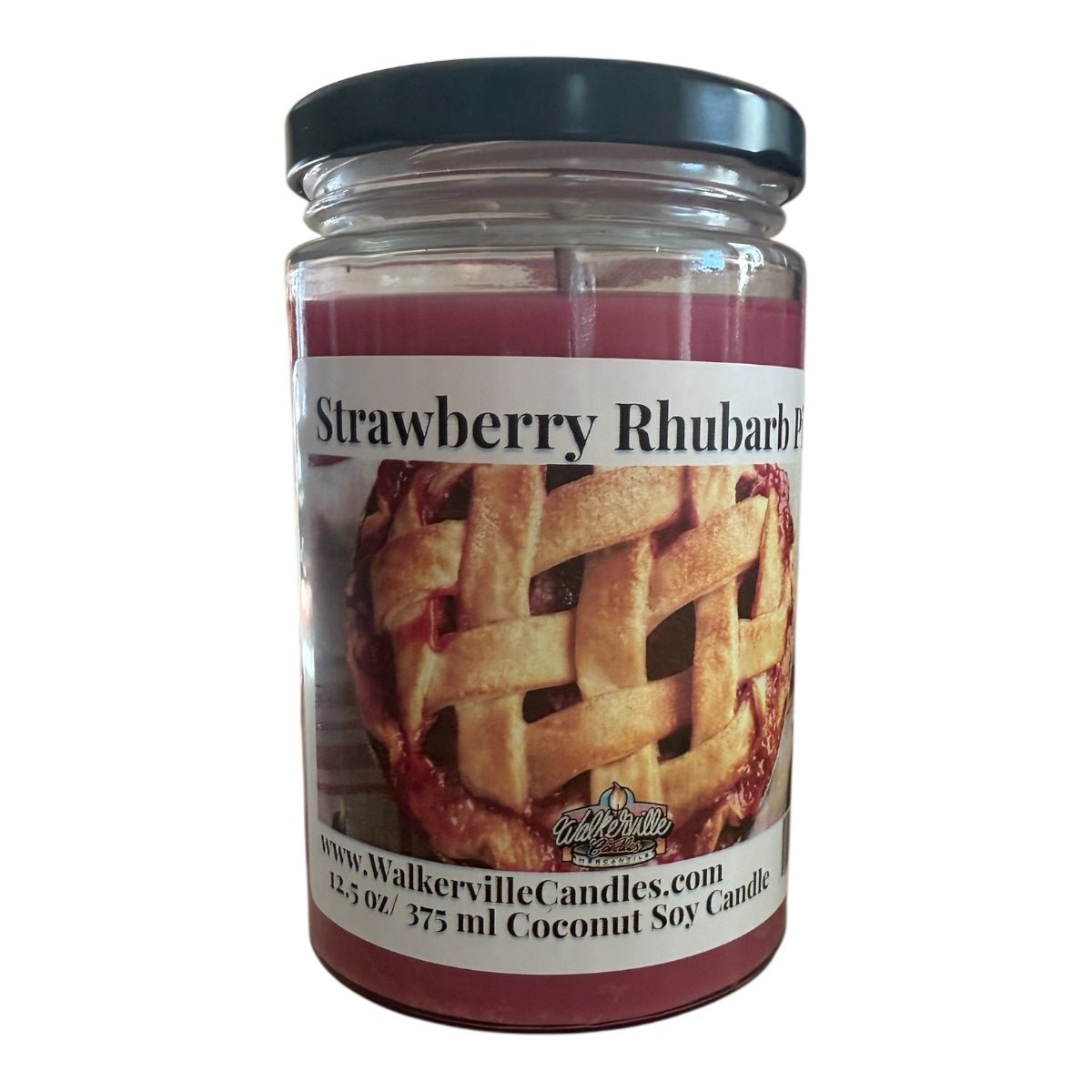 Strawberry Rhubarb Pie Coconut Soy 12.5 oz/ 375 ml Candle Wood Wick - Walkerville Candles