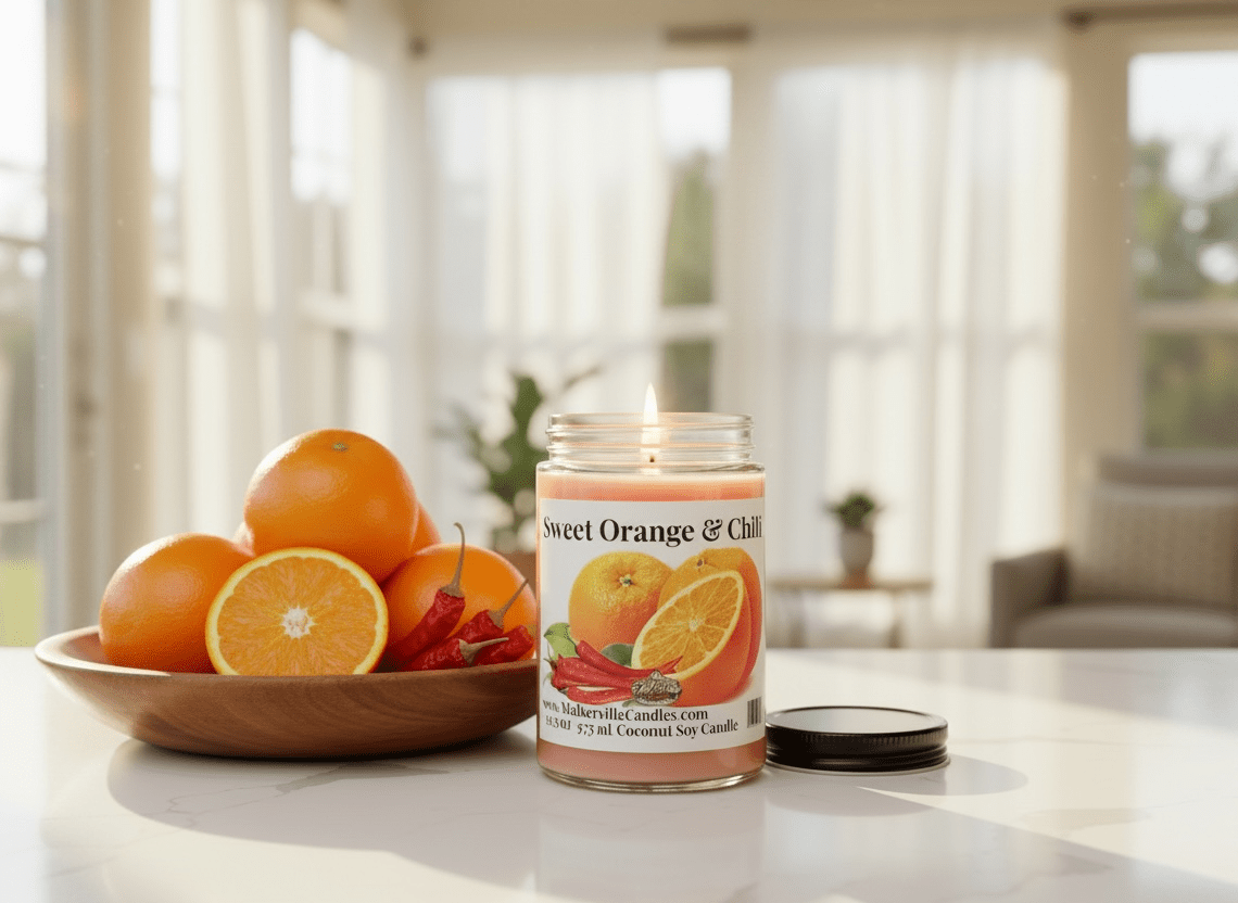 Sweet Orange & Chili Coconut Soy 12.5 oz/ 375 ml Candle Wood Wick - Walkerville Candles