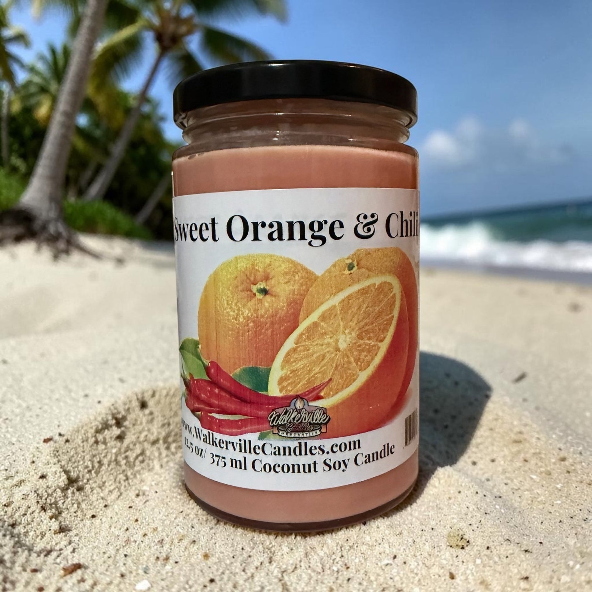 Sweet Orange & Chili Coconut Soy 12.5 oz/ 375 ml Candle Wood Wick - Walkerville Candles