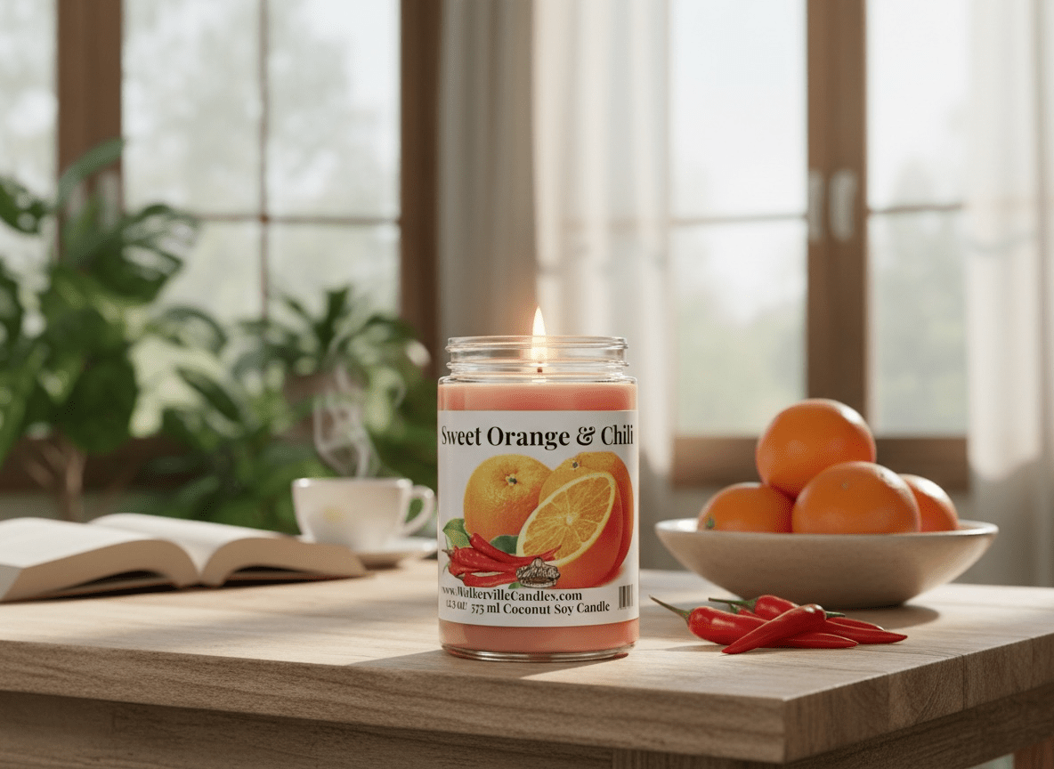 Sweet Orange & Chili Coconut Soy 12.5 oz/ 375 ml Candle Wood Wick - Walkerville Candles