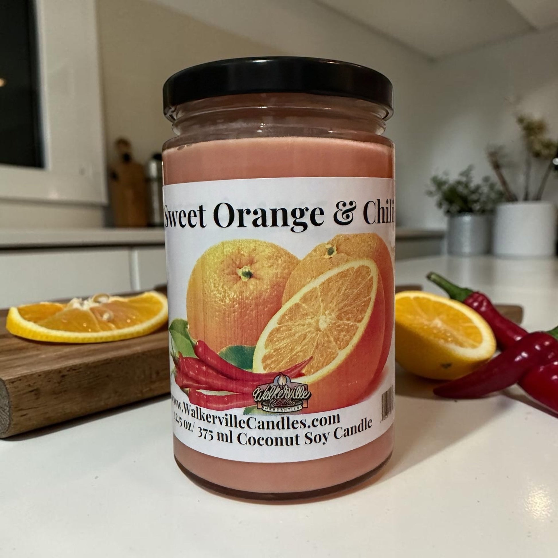 Sweet Orange & Chili Coconut Soy 12.5 oz/ 375 ml Candle Wood Wick - Walkerville Candles