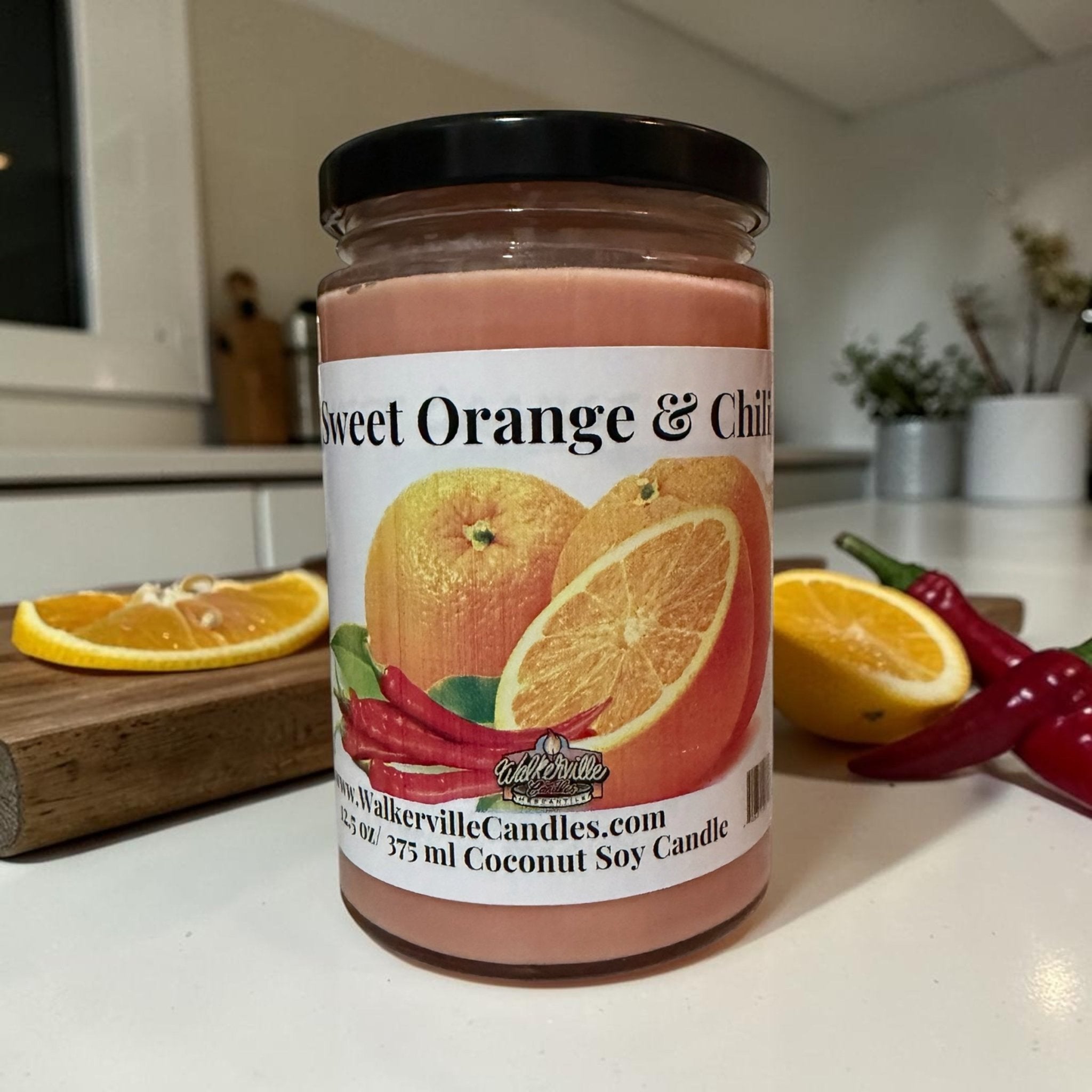 Sweet Orange & Chili Coconut Soy 12.5 oz/ 375 ml Candle Wood Wick - Walkerville Candles