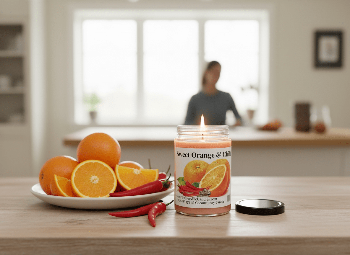 Sweet Orange & Chili Coconut Soy 12.5 oz/ 375 ml Candle Wood Wick - Walkerville Candles