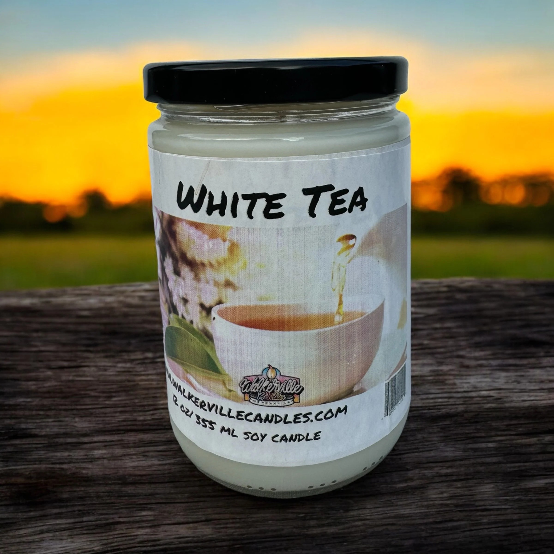 White Tea Vegan Coconut Soy 12 oz/ 355 ml Candle Hand-poured, Eco-friendly, Clean Burning, Bakery, Food, Drink Clean Woodsy Wood Wick