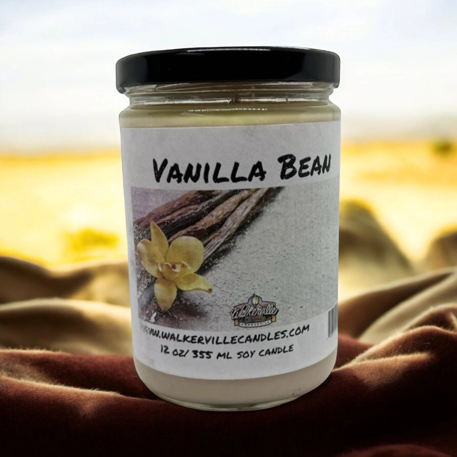 Vanilla Bean Vegan Coconut Soy 12 oz/ 355 ml Candle Hand-poured, Eco-friendly, Clean Burning, Bakery, Food, Drink Wood Wick