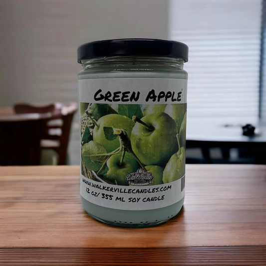 Green Apple 100% Coconut Soy Eco-friendly 12 oz Candle