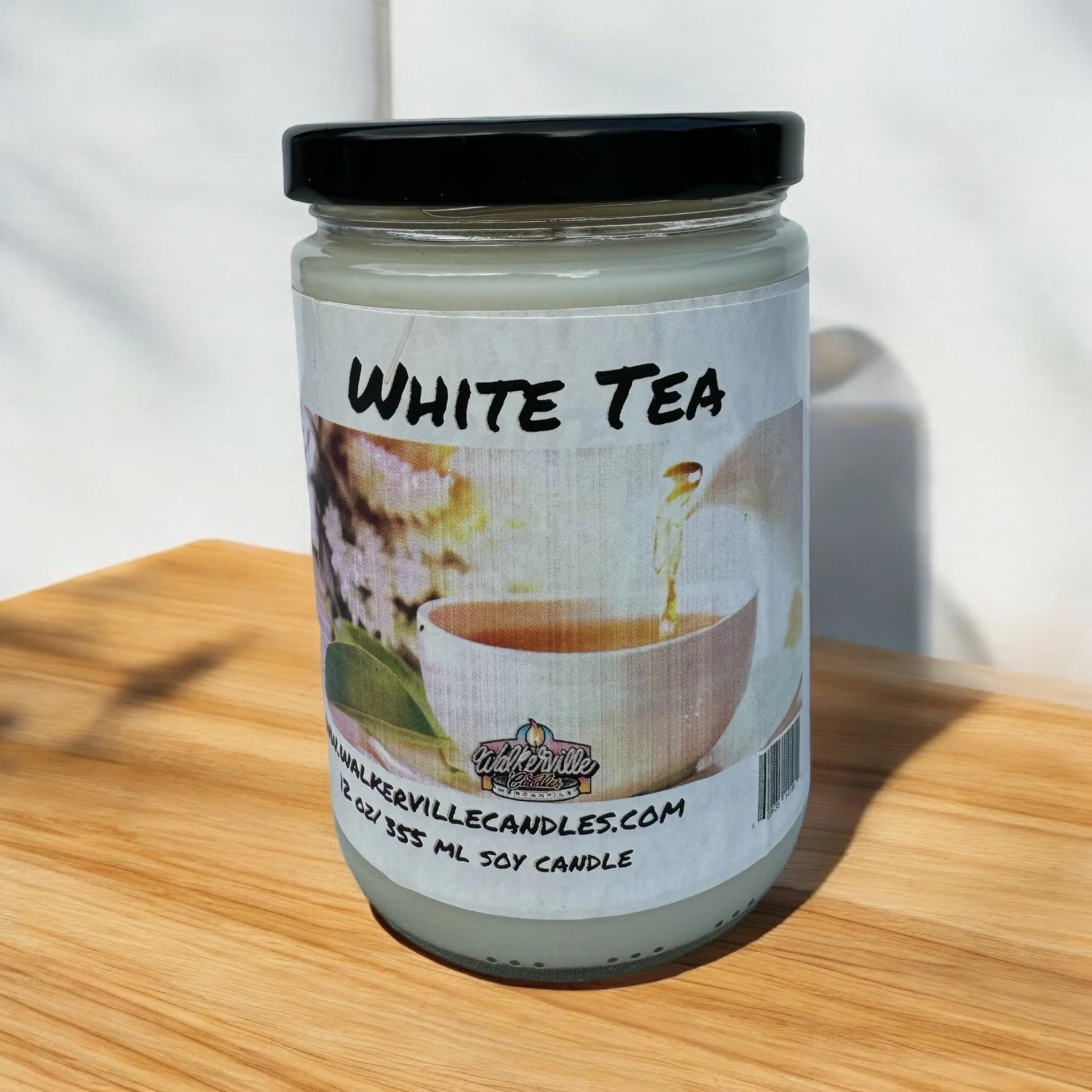 White Tea Vegan Coconut Soy 12 oz/ 355 ml Candle Hand-poured, Eco-friendly, Clean Burning, Bakery, Food, Drink Clean Woodsy Wood Wick