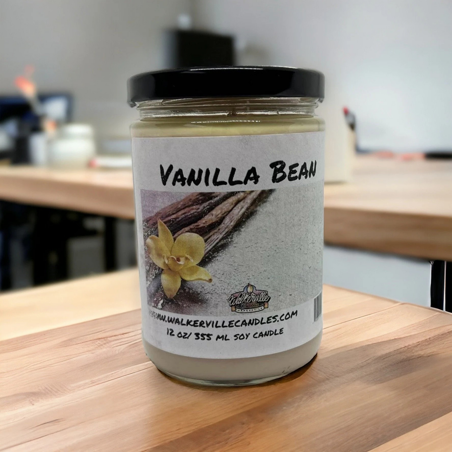 Vanilla Bean 100% Coconut Soy Eco-friendly 12 oz Candle Wood Wick