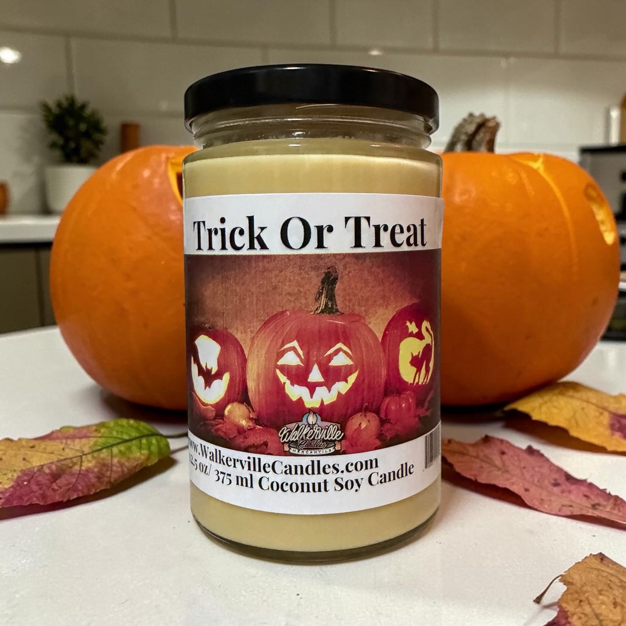 Trick Or Treat Coconut Soy 12.5 oz/ 375 ml Candle Wood Wick - Walkerville Candles