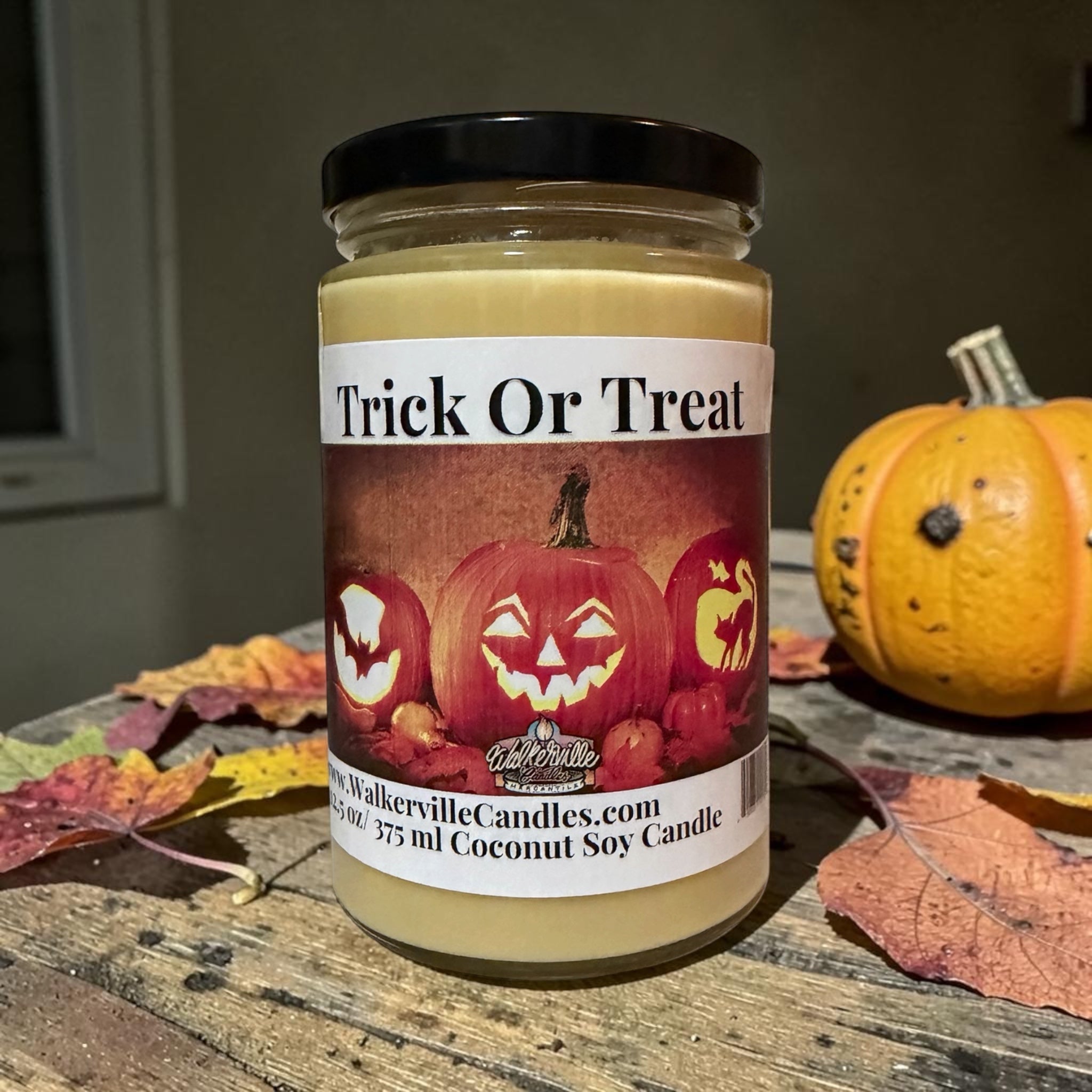 Trick Or Treat Coconut Soy 12.5 oz/ 375 ml Candle Wood Wick - Walkerville Candles