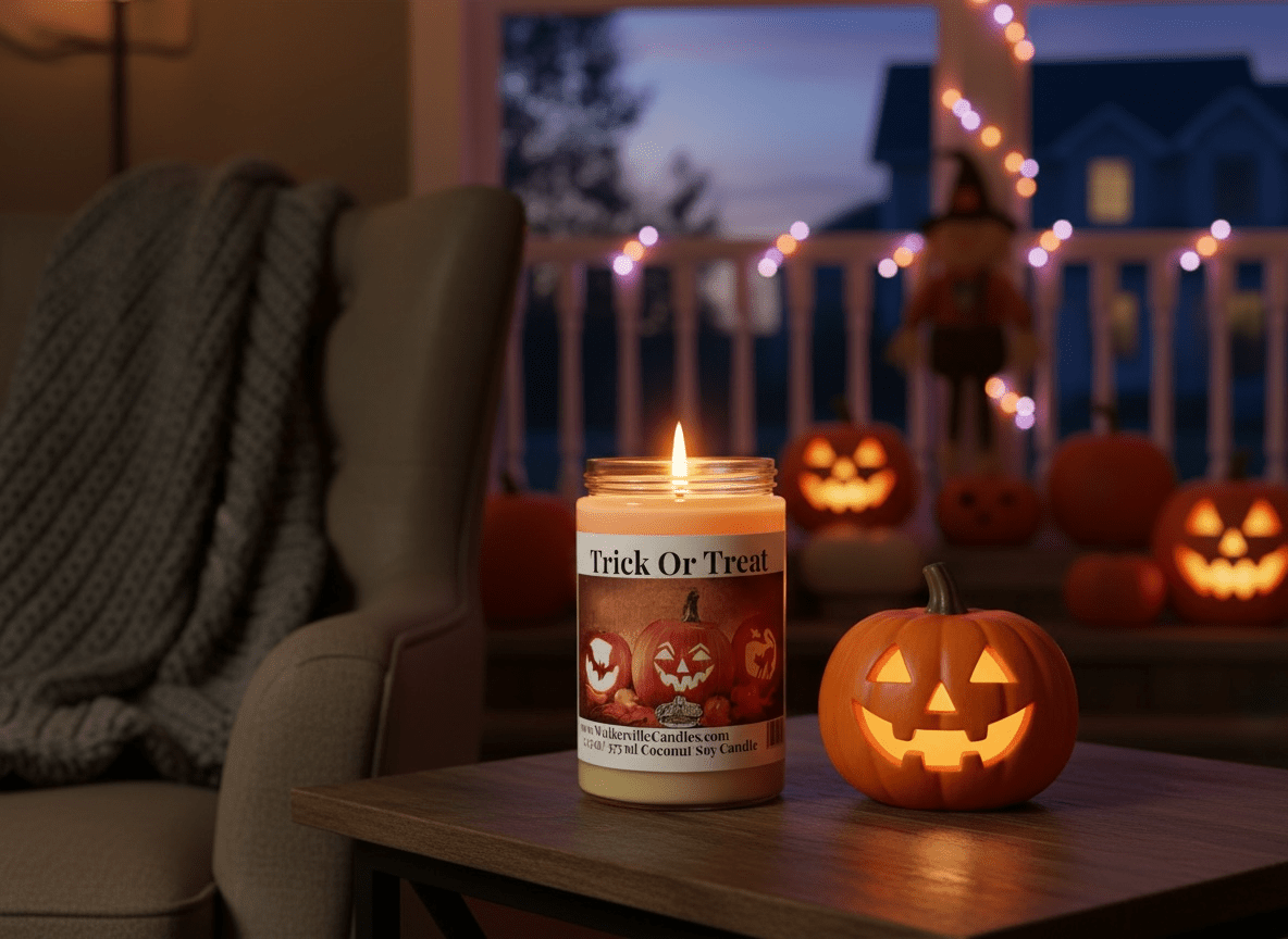 Trick Or Treat Coconut Soy 12.5 oz/ 375 ml Candle Wood Wick - Walkerville Candles