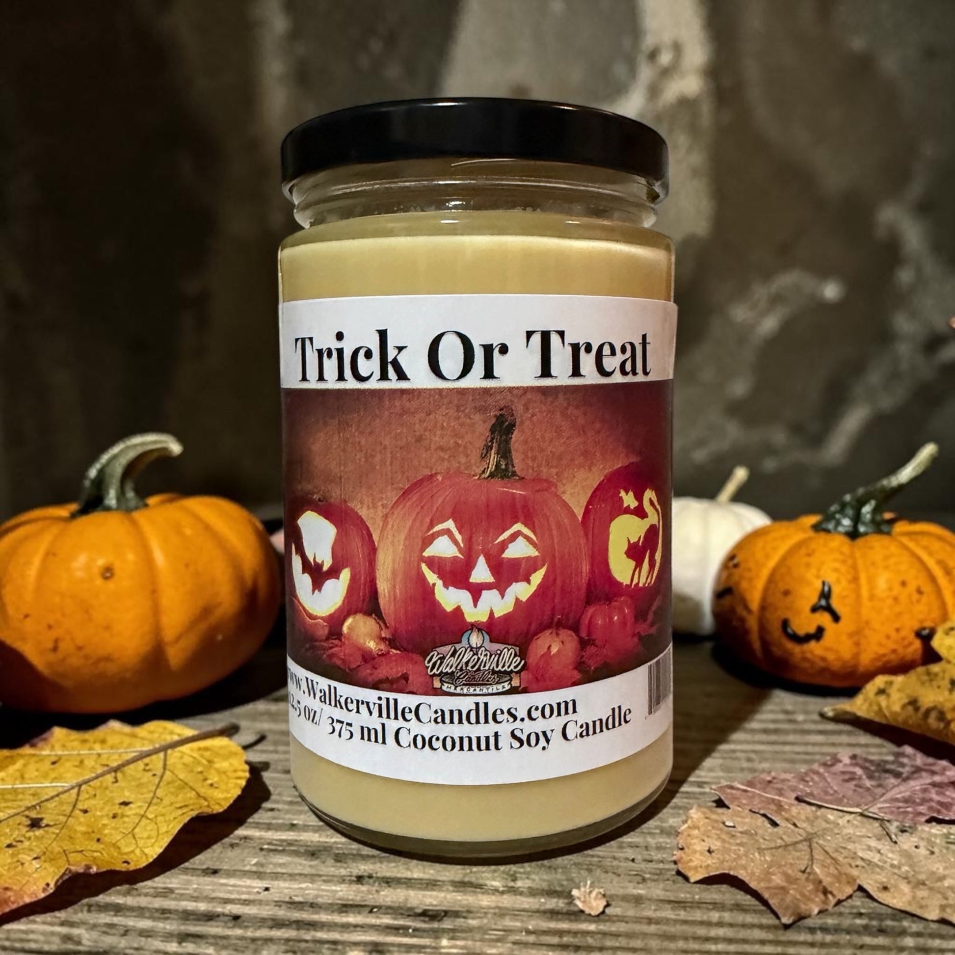 Trick Or Treat Coconut Soy 12.5 oz/ 375 ml Candle Wood Wick - Walkerville Candles