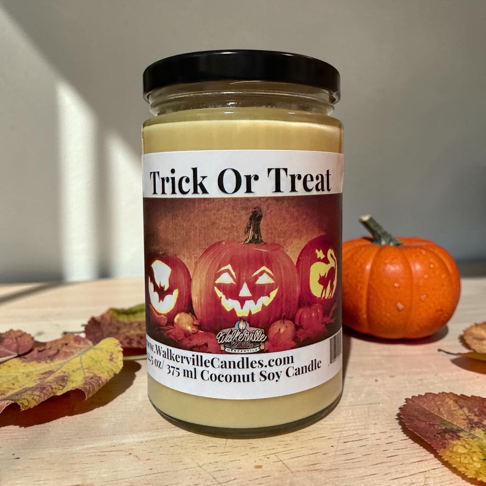 Trick Or Treat Coconut Soy 12.5 oz/ 375 ml Candle Wood Wick - Walkerville Candles
