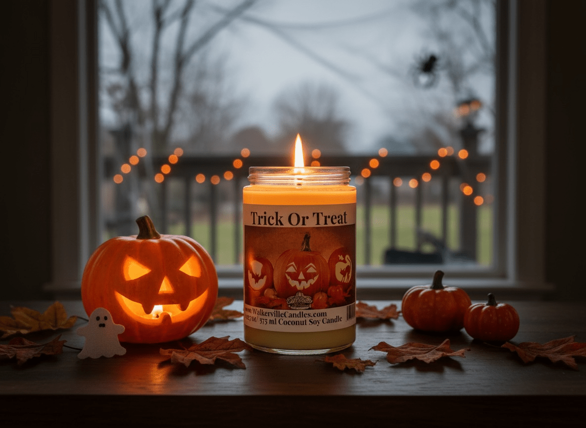 Trick Or Treat Coconut Soy 12.5 oz/ 375 ml Candle Wood Wick - Walkerville Candles