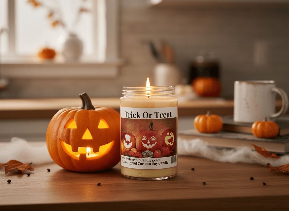 Trick Or Treat Coconut Soy 12.5 oz/ 375 ml Candle Wood Wick - Walkerville Candles