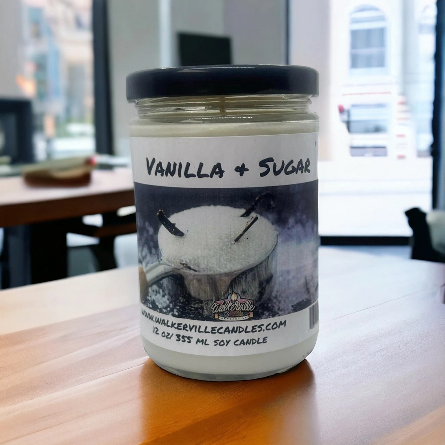 Vanilla & Sugar 100% Coconut Soy Eco-friendly 12 oz Candle Wood Wick