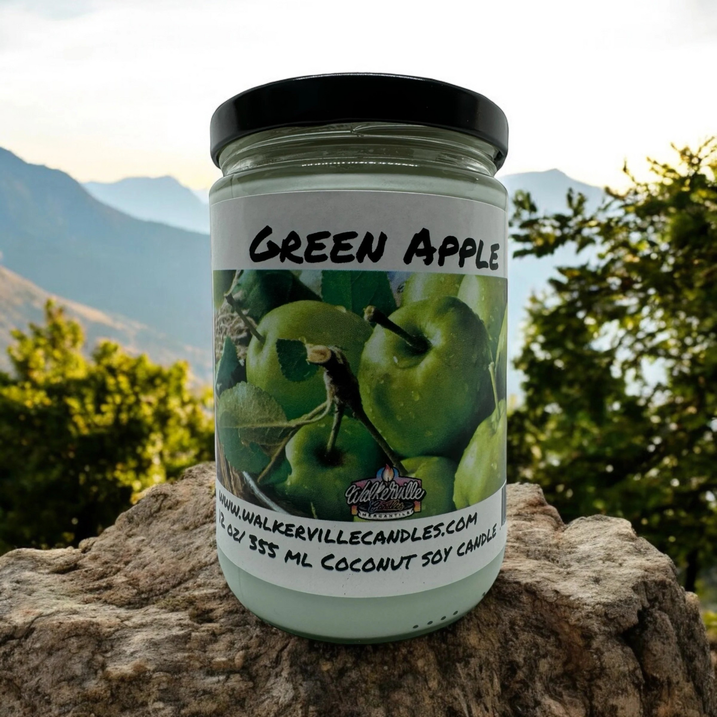 Green Apple 100% Coconut Soy Eco-friendly 12 oz Candle Wood Wick