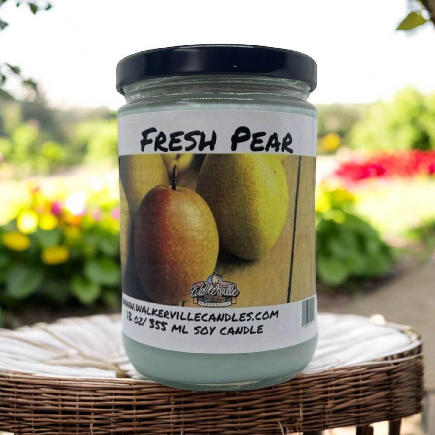 Fresh Pear 100% Coconut Soy Eco-friendly 12 oz Candle Wood Wick