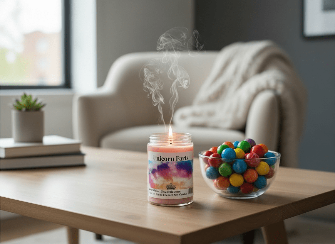 Unicorn Farts Coconut Soy 12.5 oz/ 375 ml Candle Wood Wick - Walkerville Candles