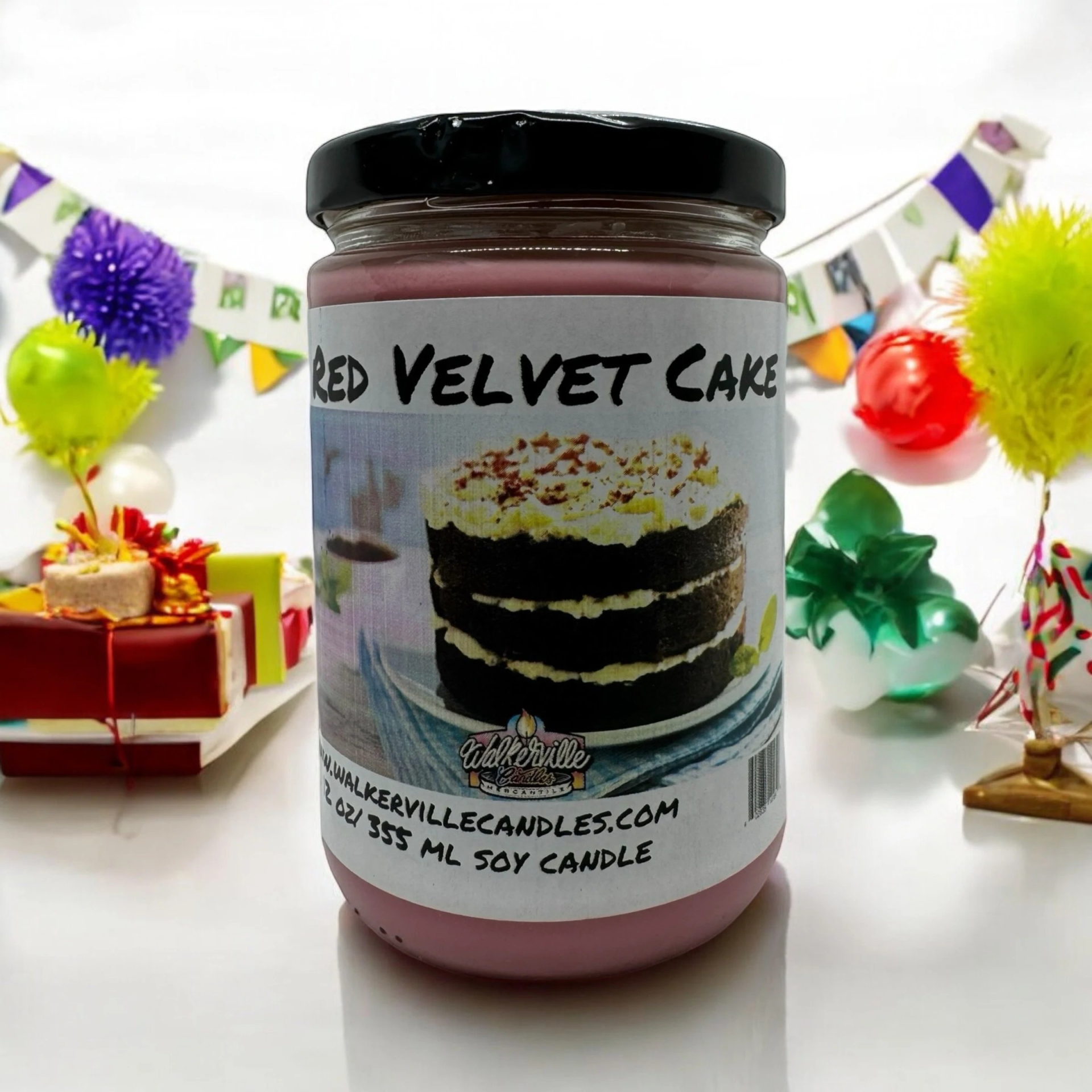 Red Velvet Cake Vegan Coconut Soy 12 oz/ 355 ml Candle Hand-poured, Eco-friendly, Clean Burning, Bakery, Food, Drink Wood Wick
