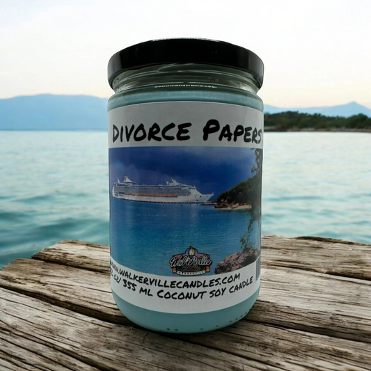 Divorce Papers Vegan Coconut Soy 12 oz/ 355 ml Candle Hand-poured, Eco-friendly, Clean Burning, Bakery, Food, Drink Fruit