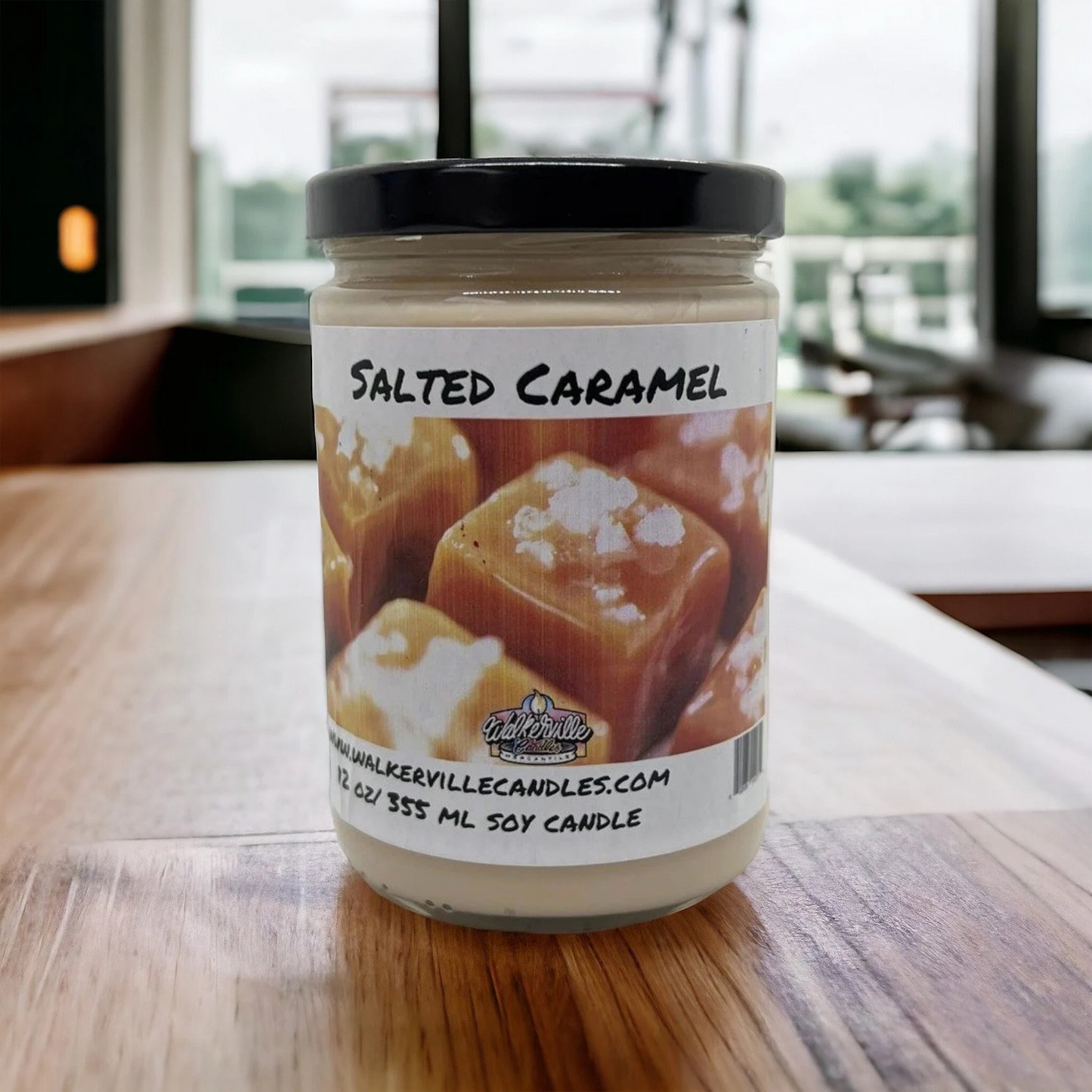 Salted Caramel 100% Coconut Soy Eco-friendly 12 oz Candle Wood Wick
