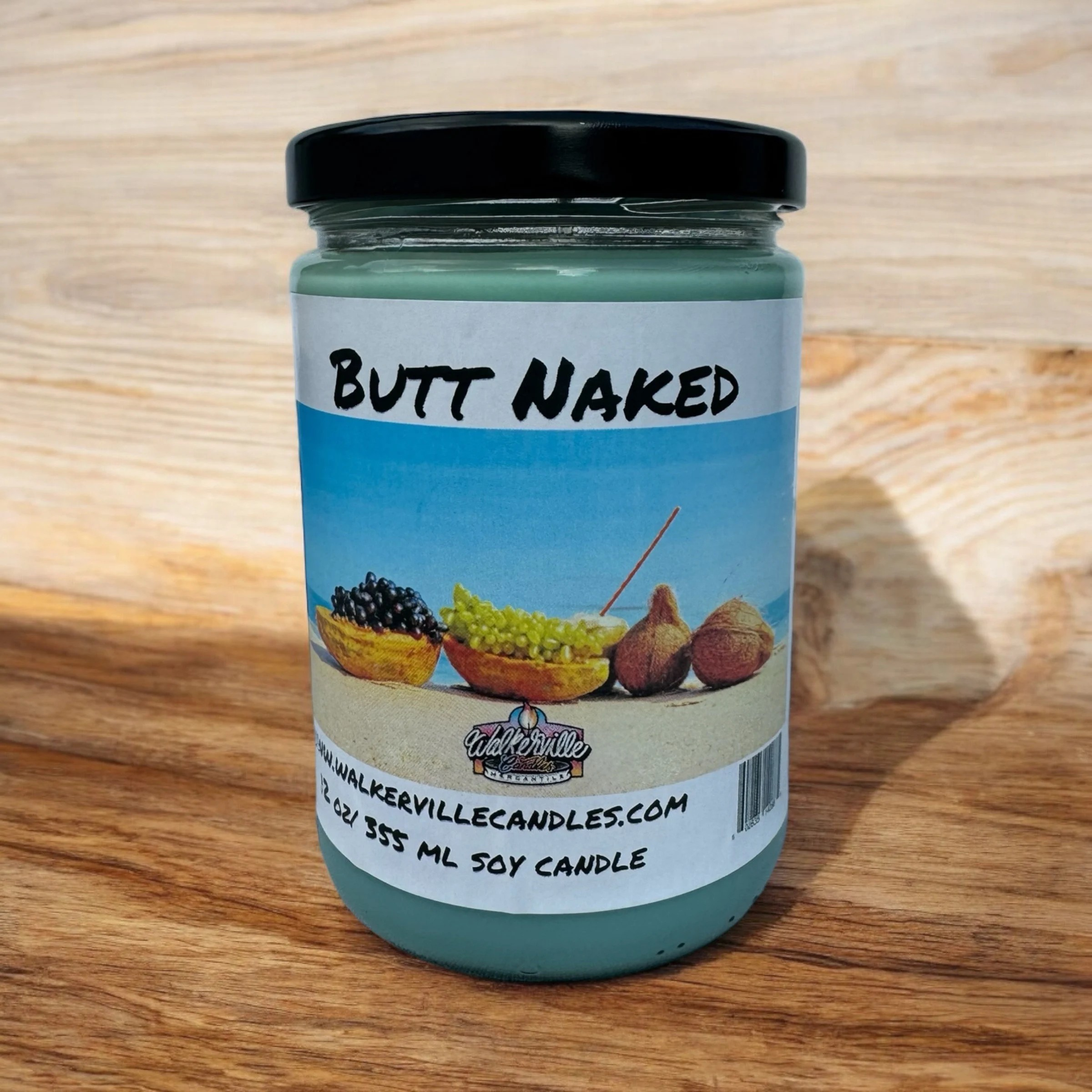 Butt Naked Vegan Coconut Soy 12 oz/ 355 ml Candle Hand-poured, Eco-friendly, Clean Burning, Fruity Wood Wick