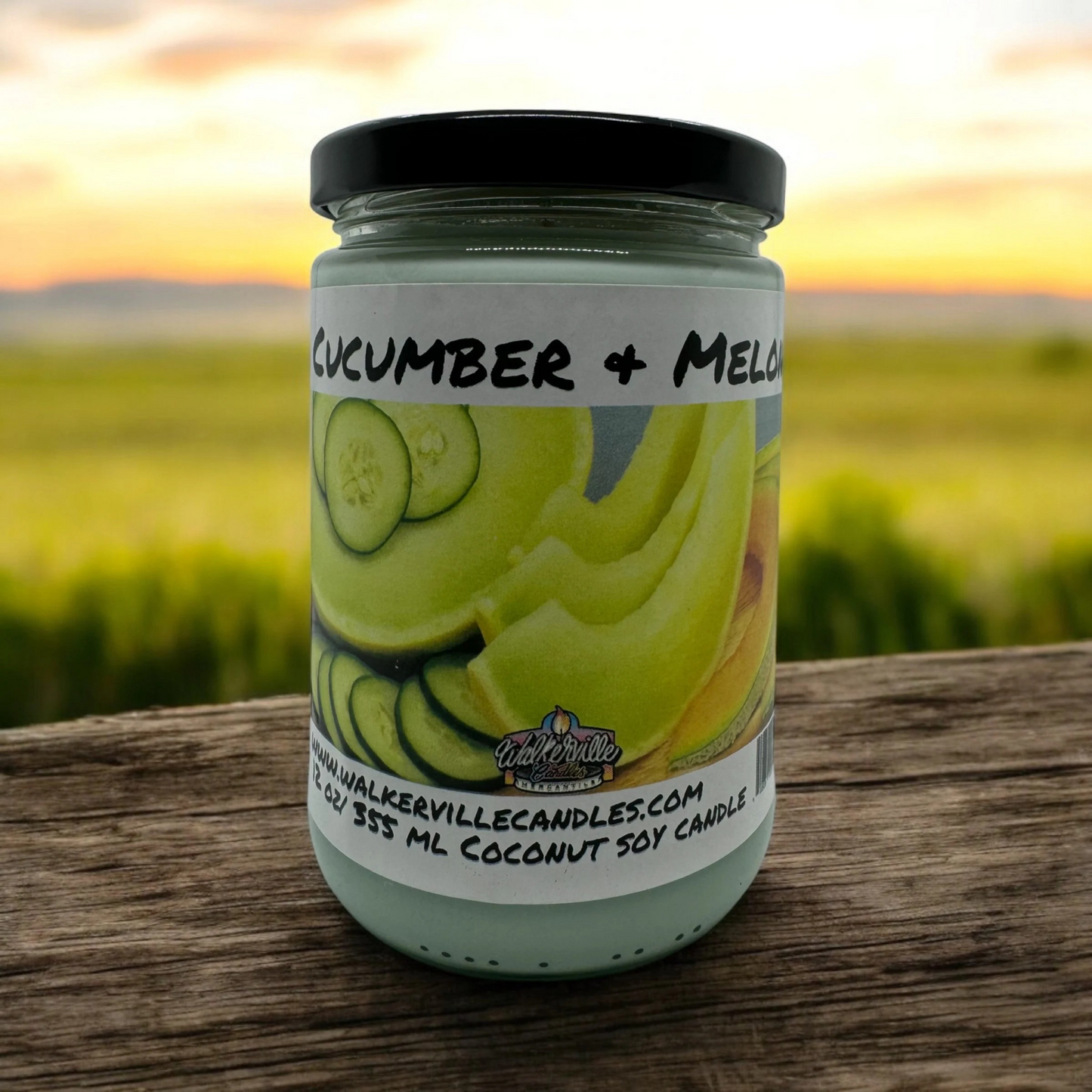 Cucumber & Melon 100% Coconut Soy Eco-friendly 12 oz Candle Wood Wick