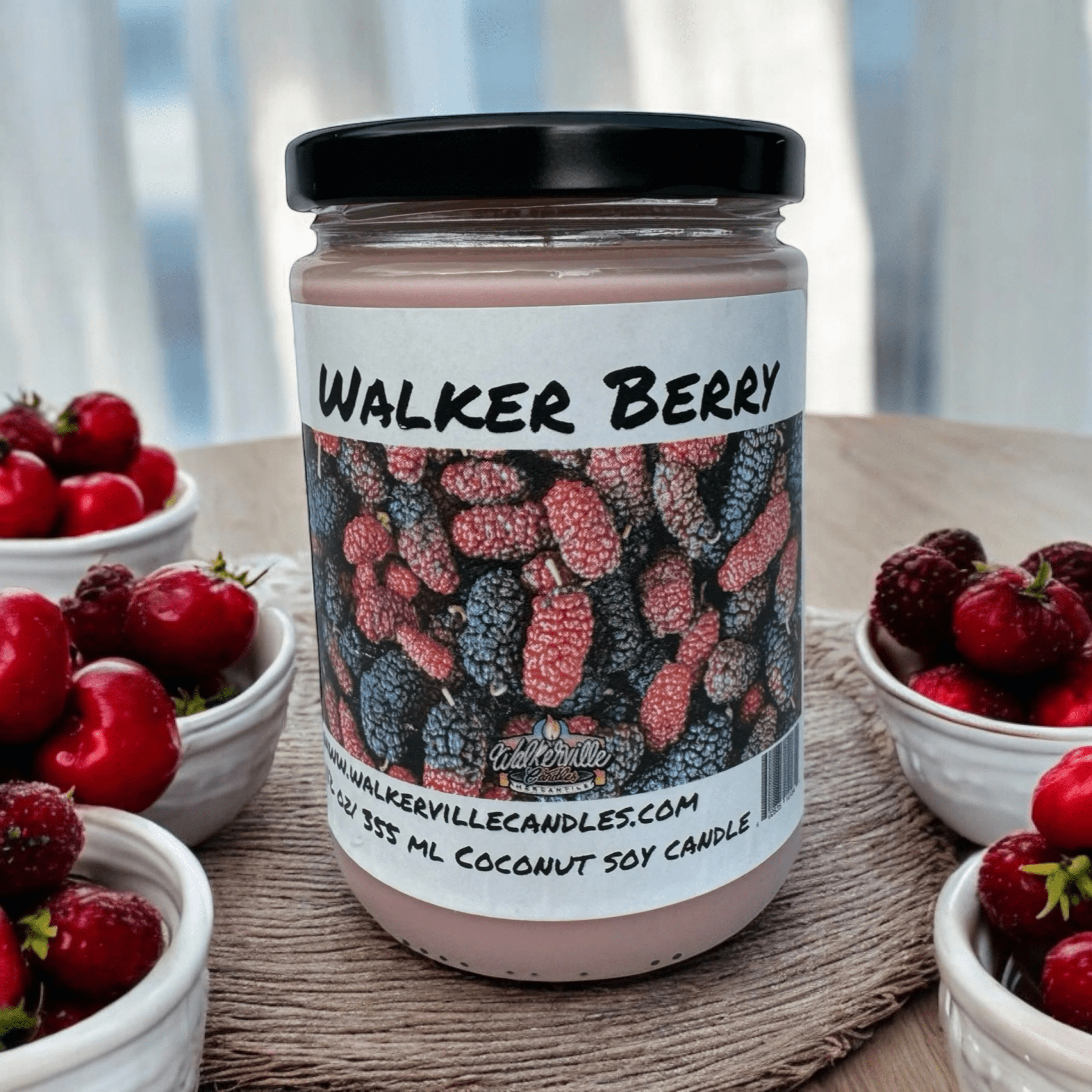 Walker Berry Coconut Soy 12.5 oz/ 375 ml Candle Wood Wick - Walkerville Candles