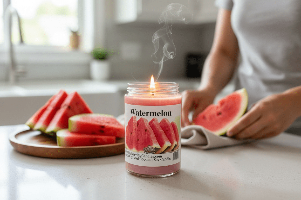 Watermelon Coconut Soy 12.5 oz/ 375 ml Candle Wood Wick - Walkerville Candles