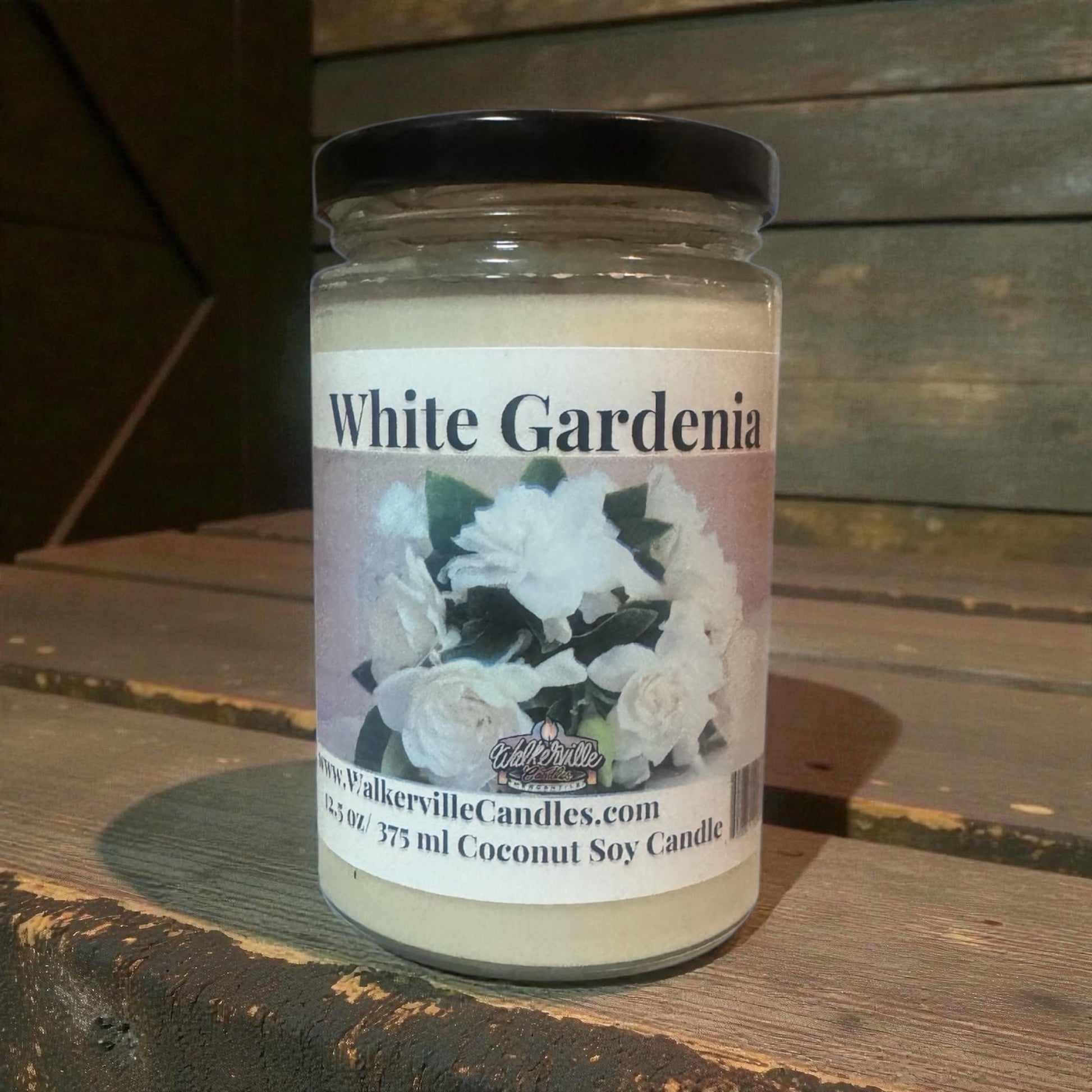 White Gardenia Coconut Soy 12.5 oz/ 375 ml Candle Wood Wick - Walkerville Candles