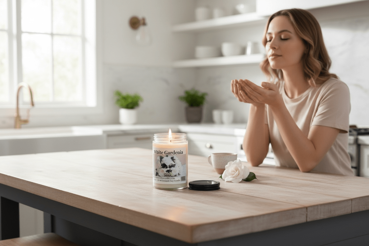 White Gardenia Coconut Soy 12.5 oz/ 375 ml Candle Wood Wick - Walkerville Candles