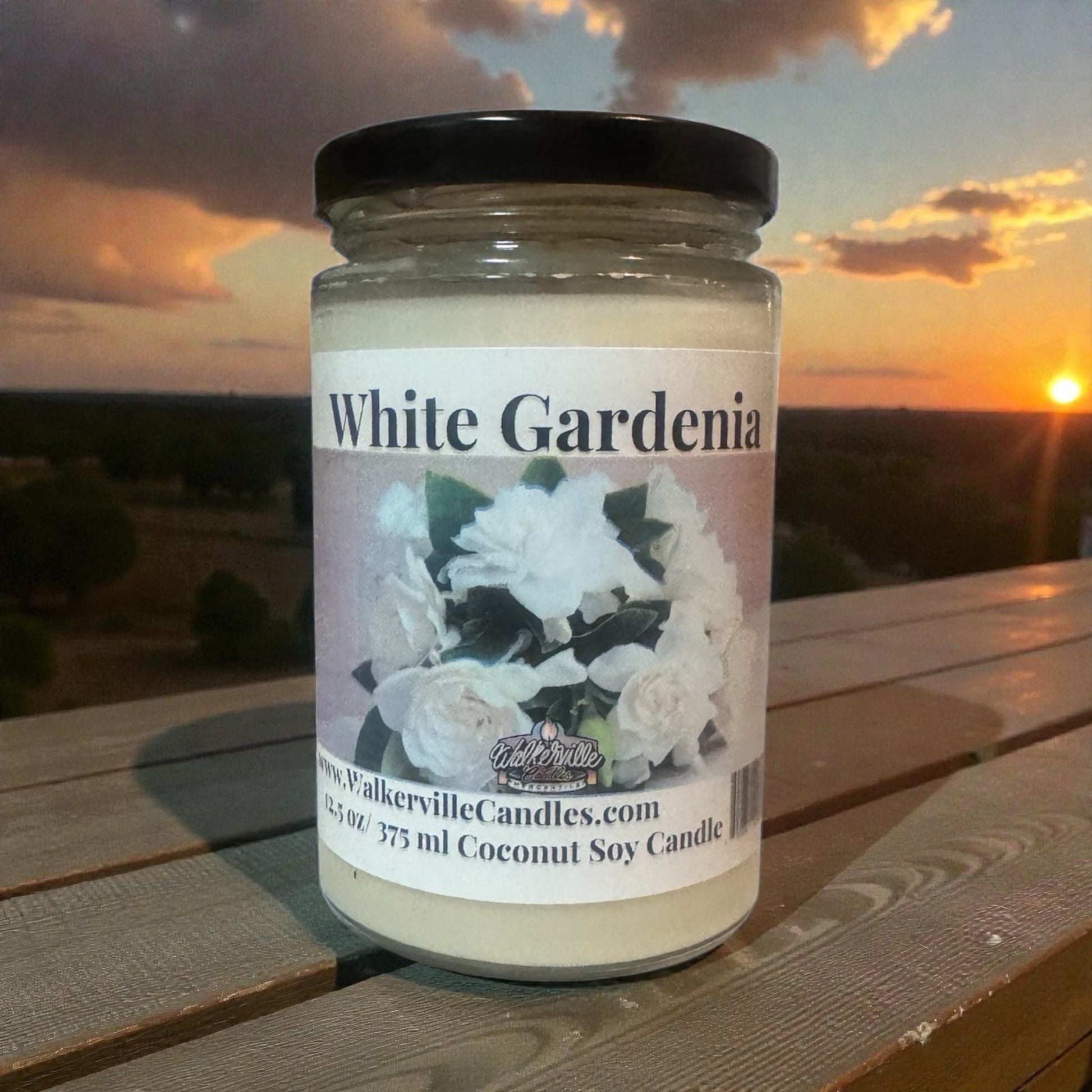 White Gardenia Coconut Soy 12.5 oz/ 375 ml Candle Wood Wick - Walkerville Candles