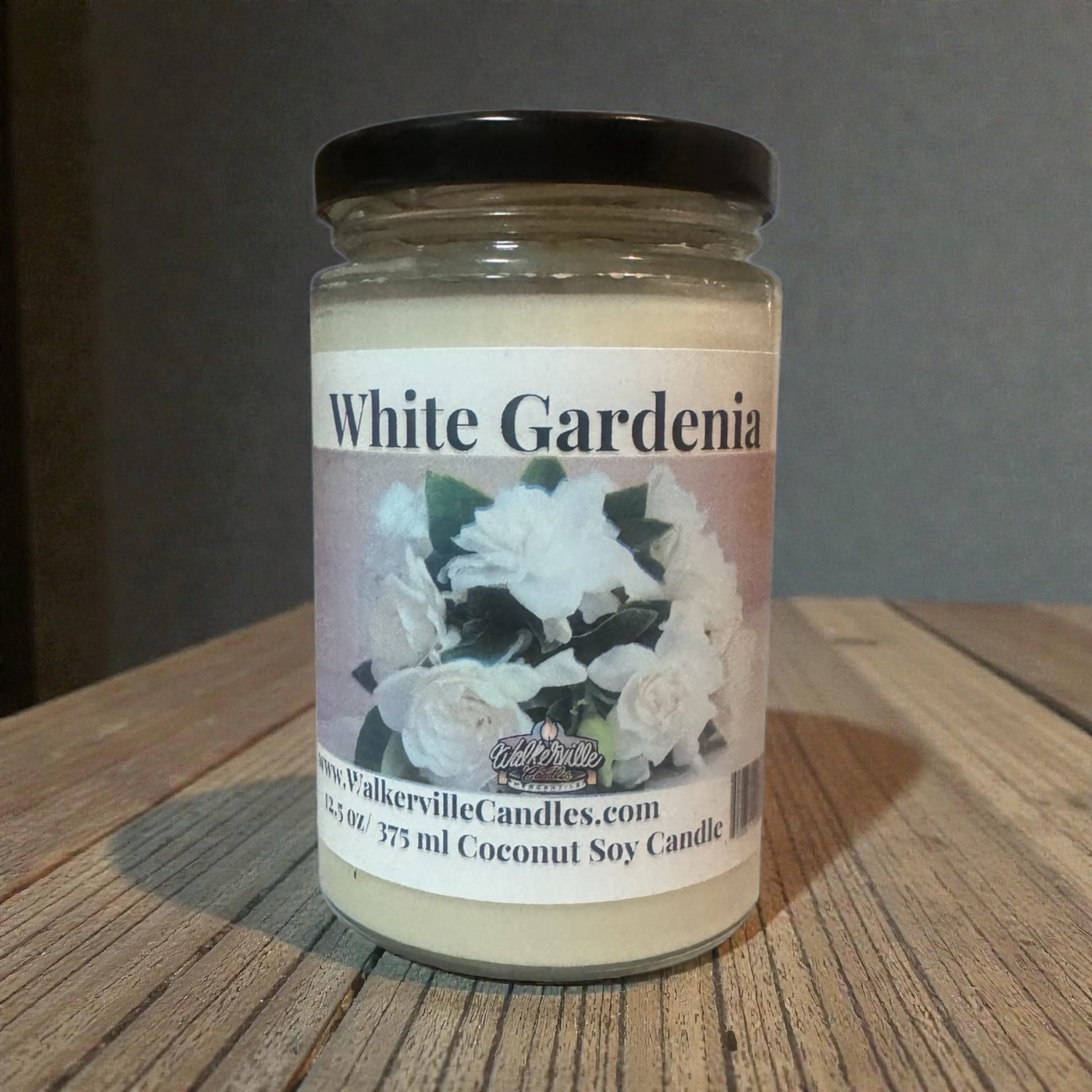 White Gardenia Coconut Soy 12.5 oz/ 375 ml Candle Wood Wick - Walkerville Candles