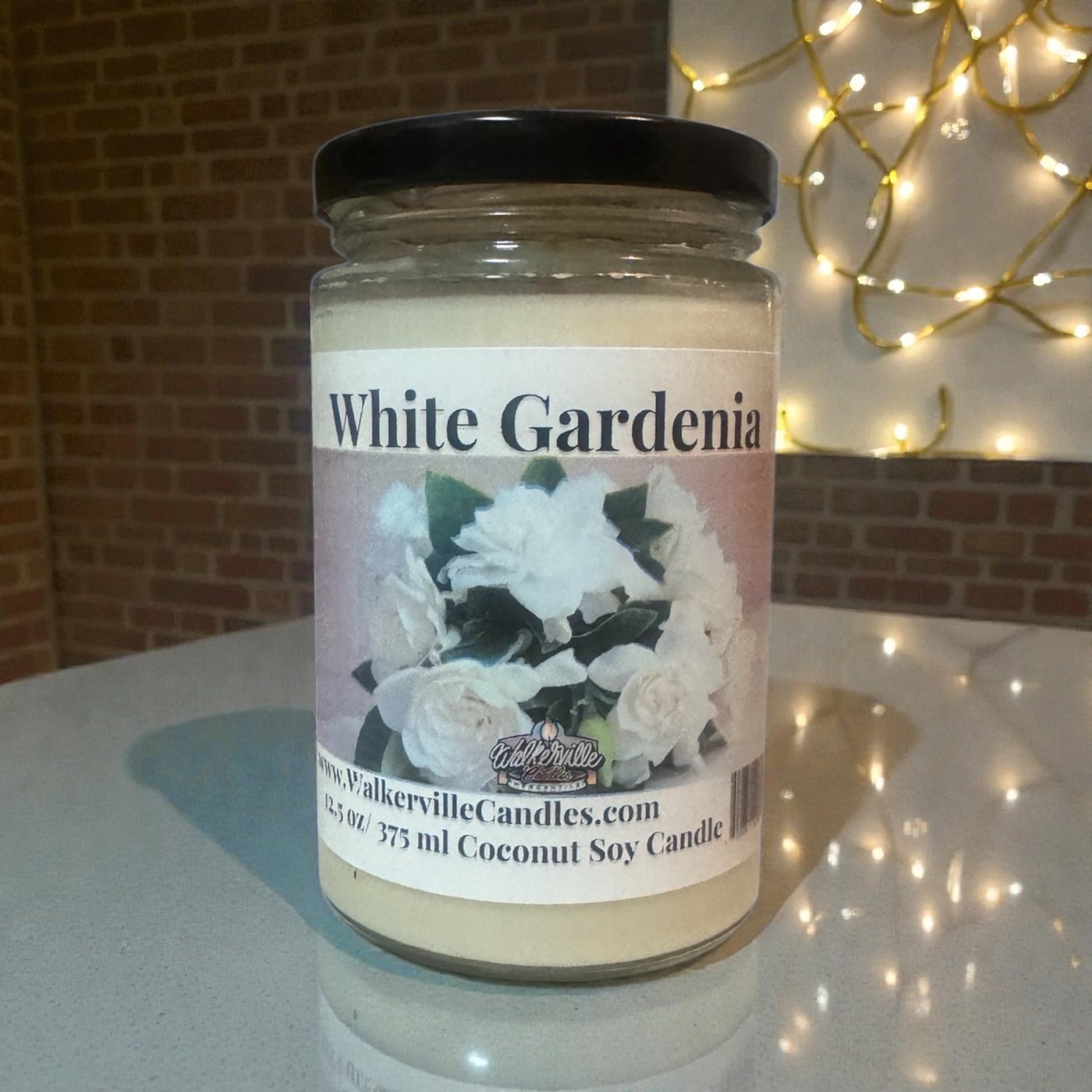 White Gardenia Coconut Soy 12.5 oz/ 375 ml Candle Wood Wick - Walkerville Candles