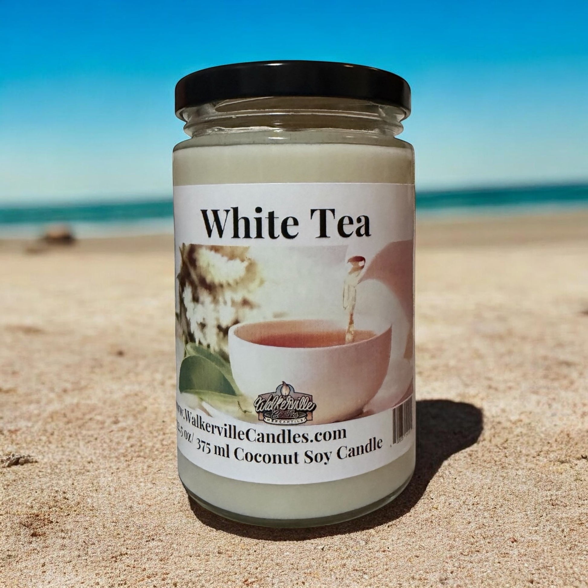 White Tea Coconut Soy 12.5 oz/ 375 ml Candle Wood Wick - Walkerville Candles