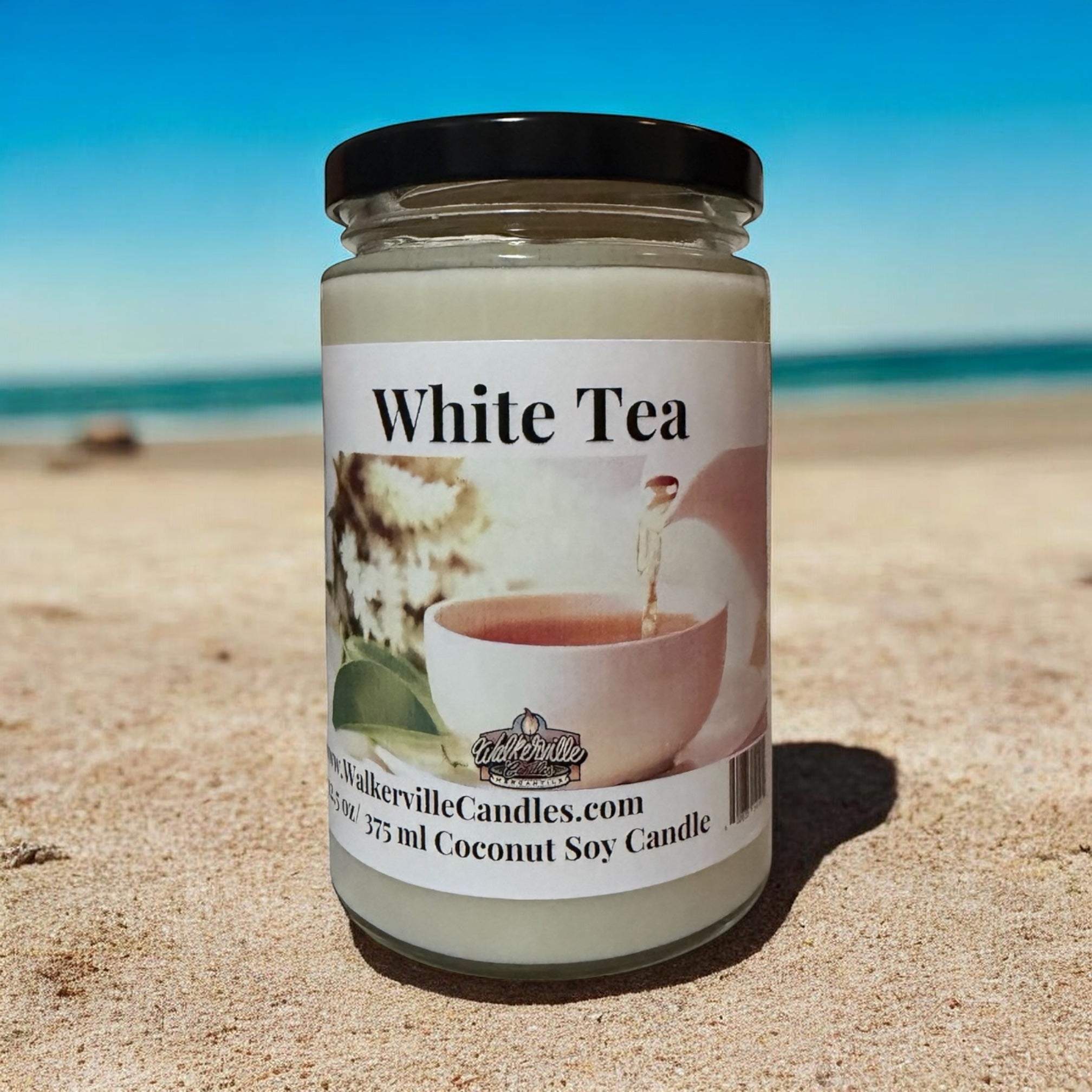 White Tea Coconut Soy 12.5 oz/ 375 ml Candle Wood Wick - Walkerville Candles