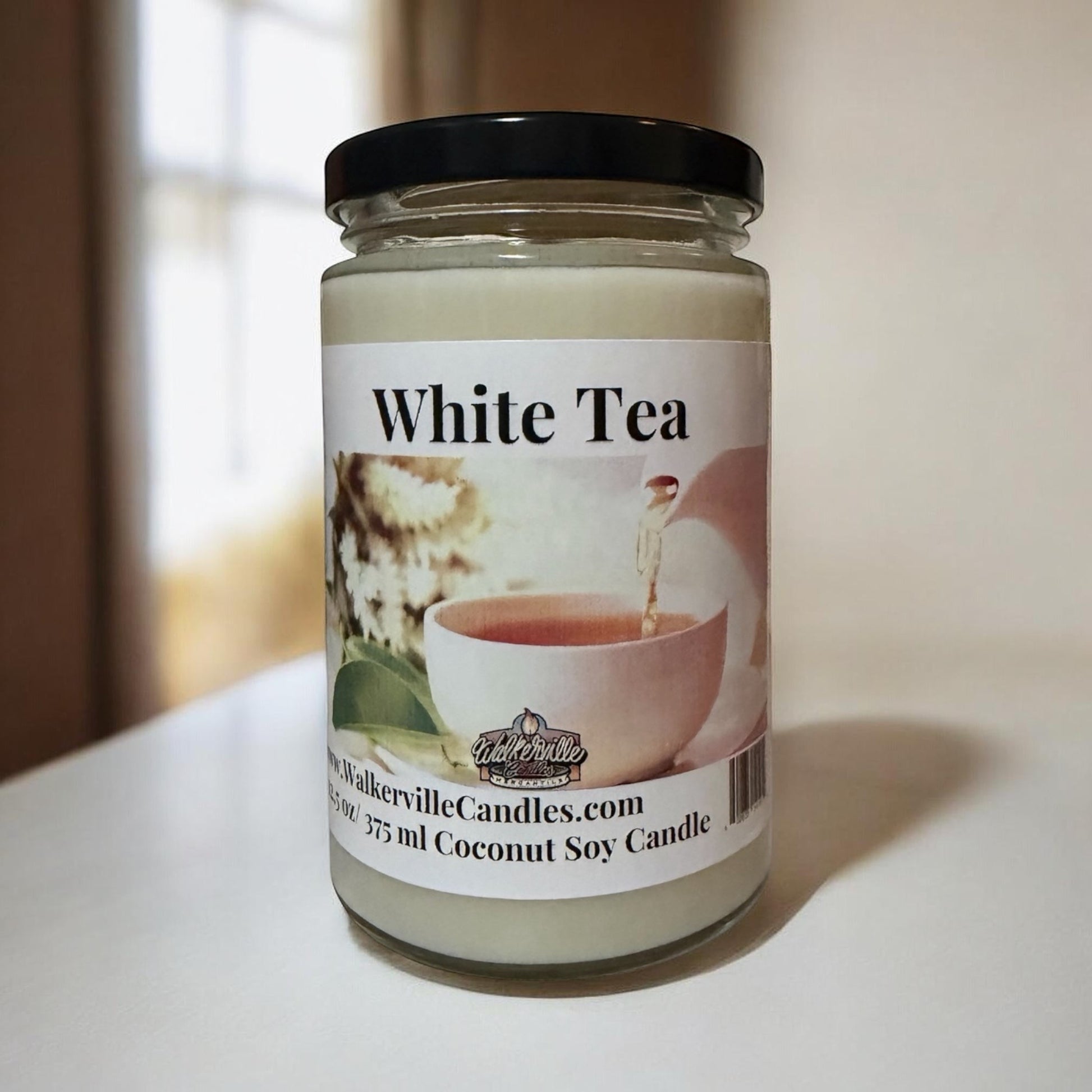 White Tea Coconut Soy 12.5 oz/ 375 ml Candle Wood Wick - Walkerville Candles