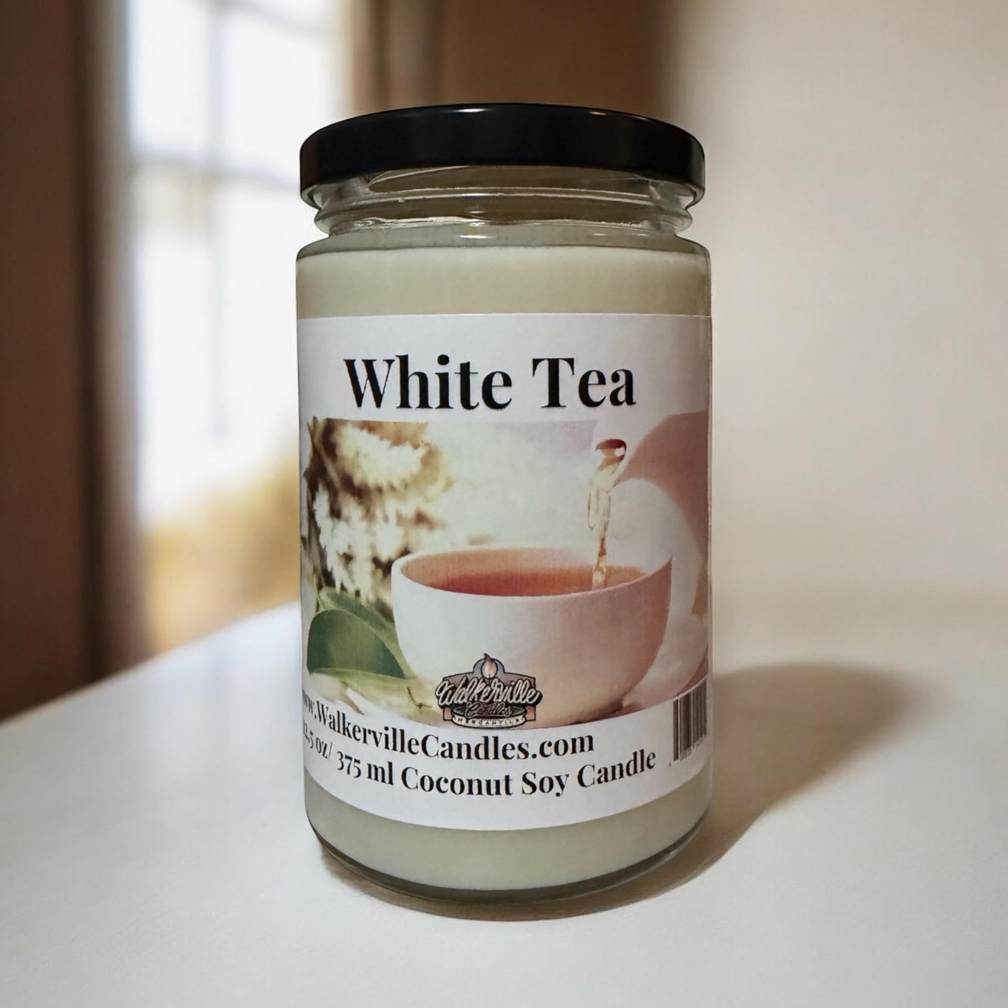 White Tea Coconut Soy 12.5 oz/ 375 ml Candle Wood Wick - Walkerville Candles