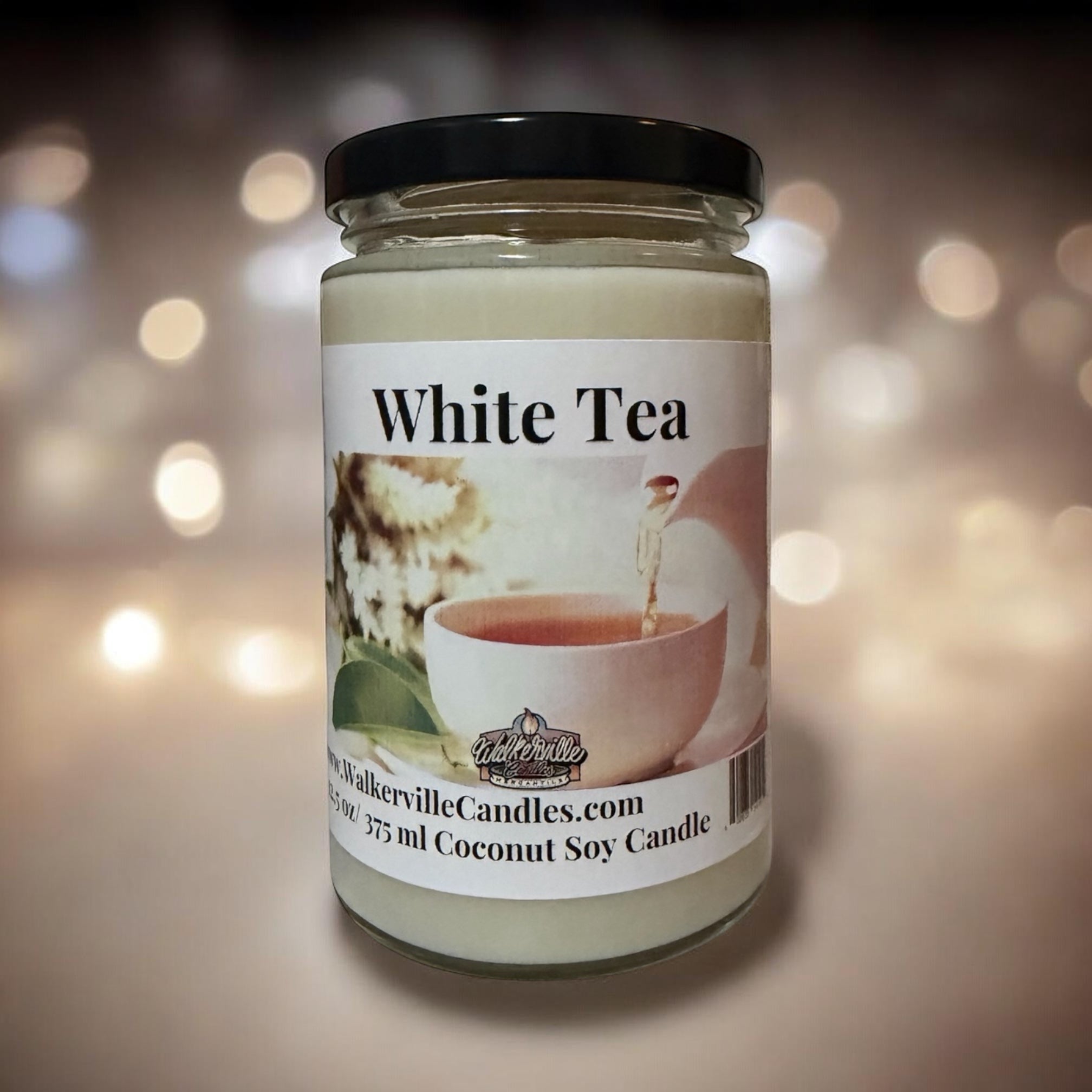 White Tea Coconut Soy 12.5 oz/ 375 ml Candle Wood Wick - Walkerville Candles