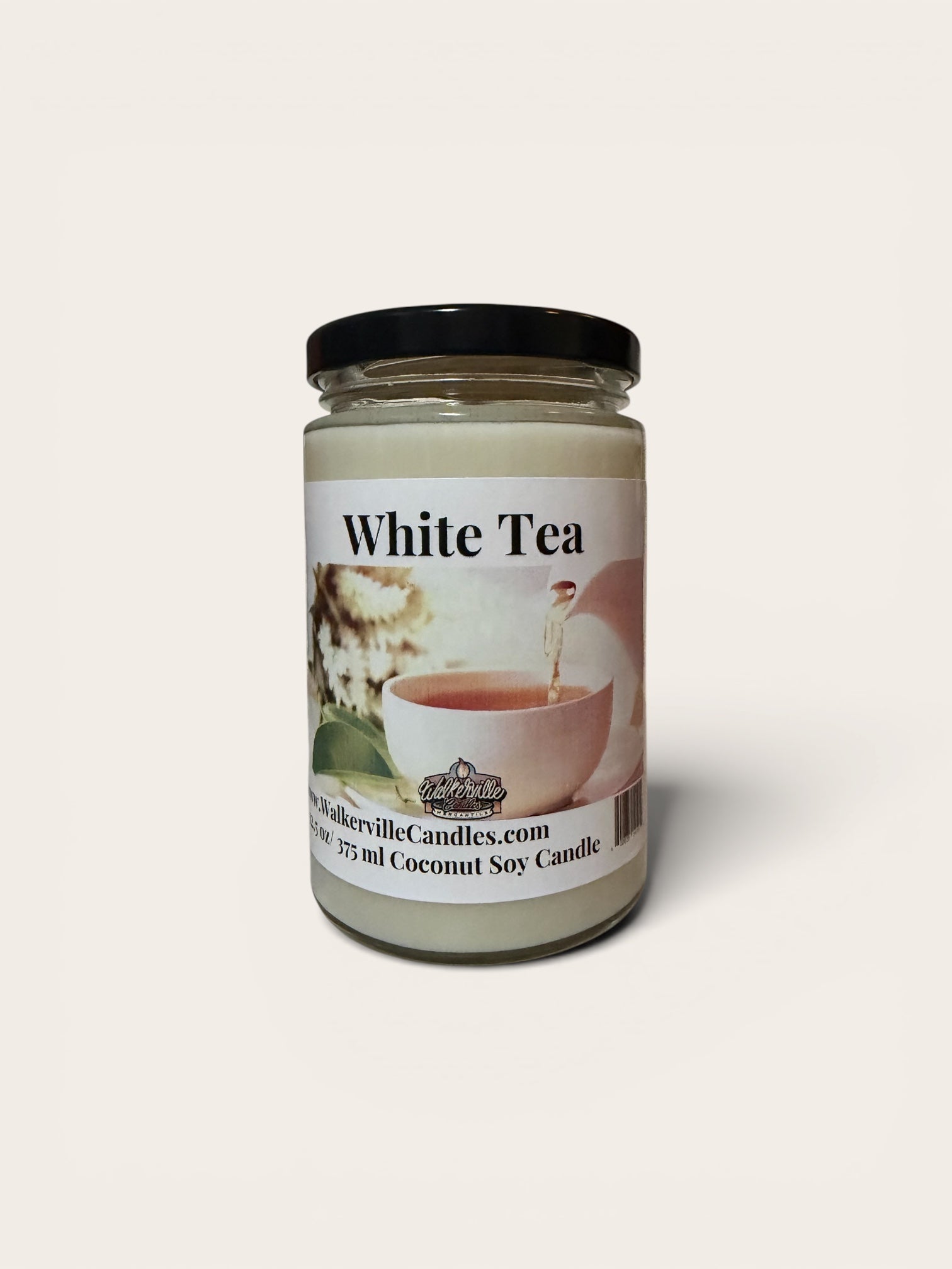 White Tea Coconut Soy 12.5 oz/ 375 ml Candle Wood Wick - Walkerville Candles