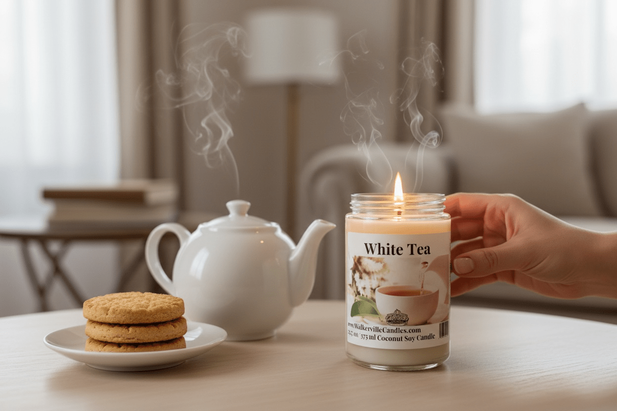 White Tea Coconut Soy 12.5 oz/ 375 ml Candle Wood Wick - Walkerville Candles