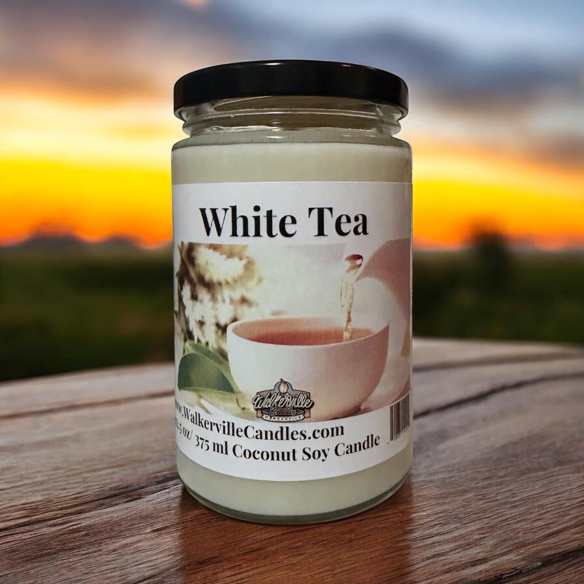White Tea Coconut Soy 12.5 oz/ 375 ml Candle Wood Wick - Walkerville Candles