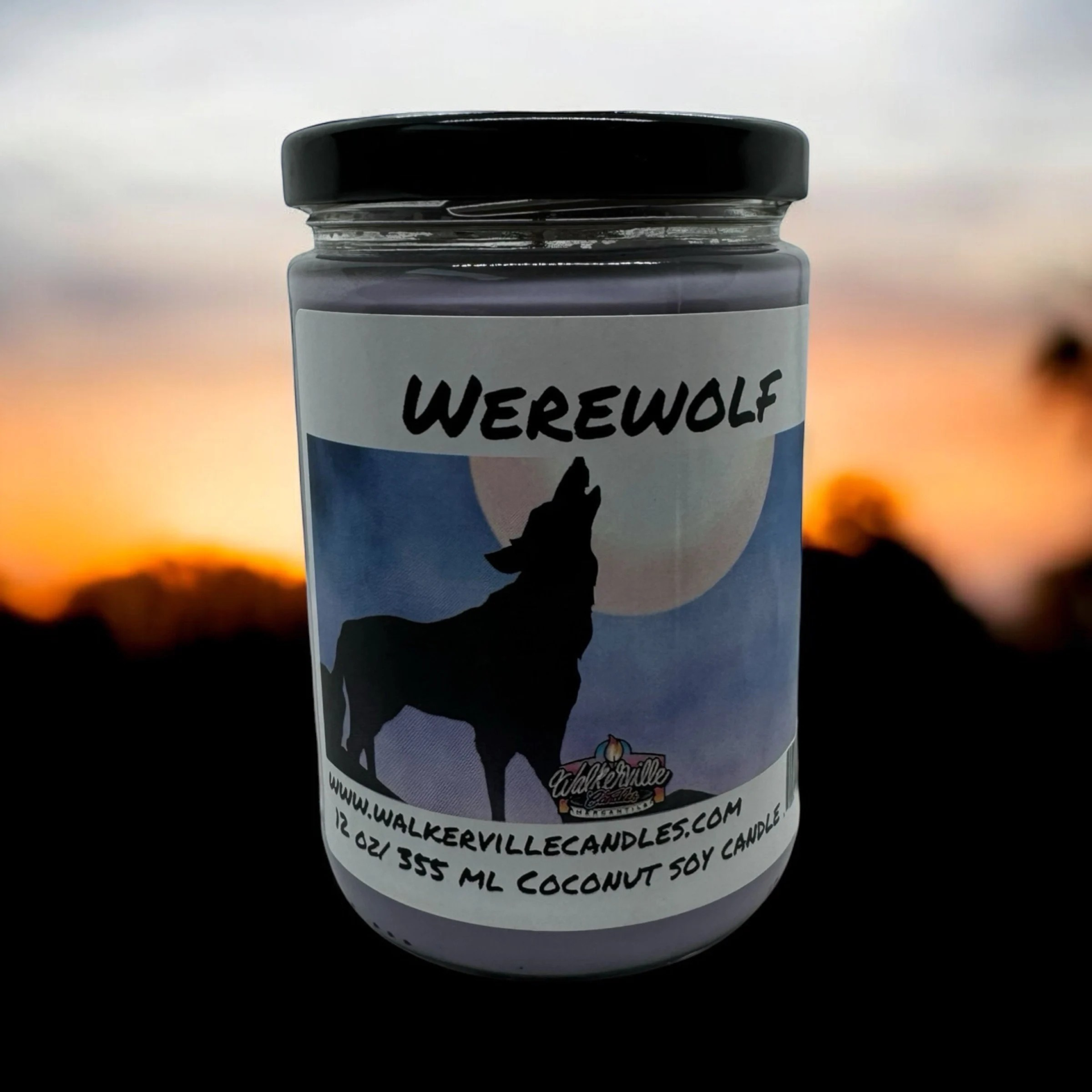 Werewolf Vegan Coconut Soy 12 oz/ 355 ml Candle Hand-poured, Eco-friendly, Clean Burning, Woodsy/ Clean