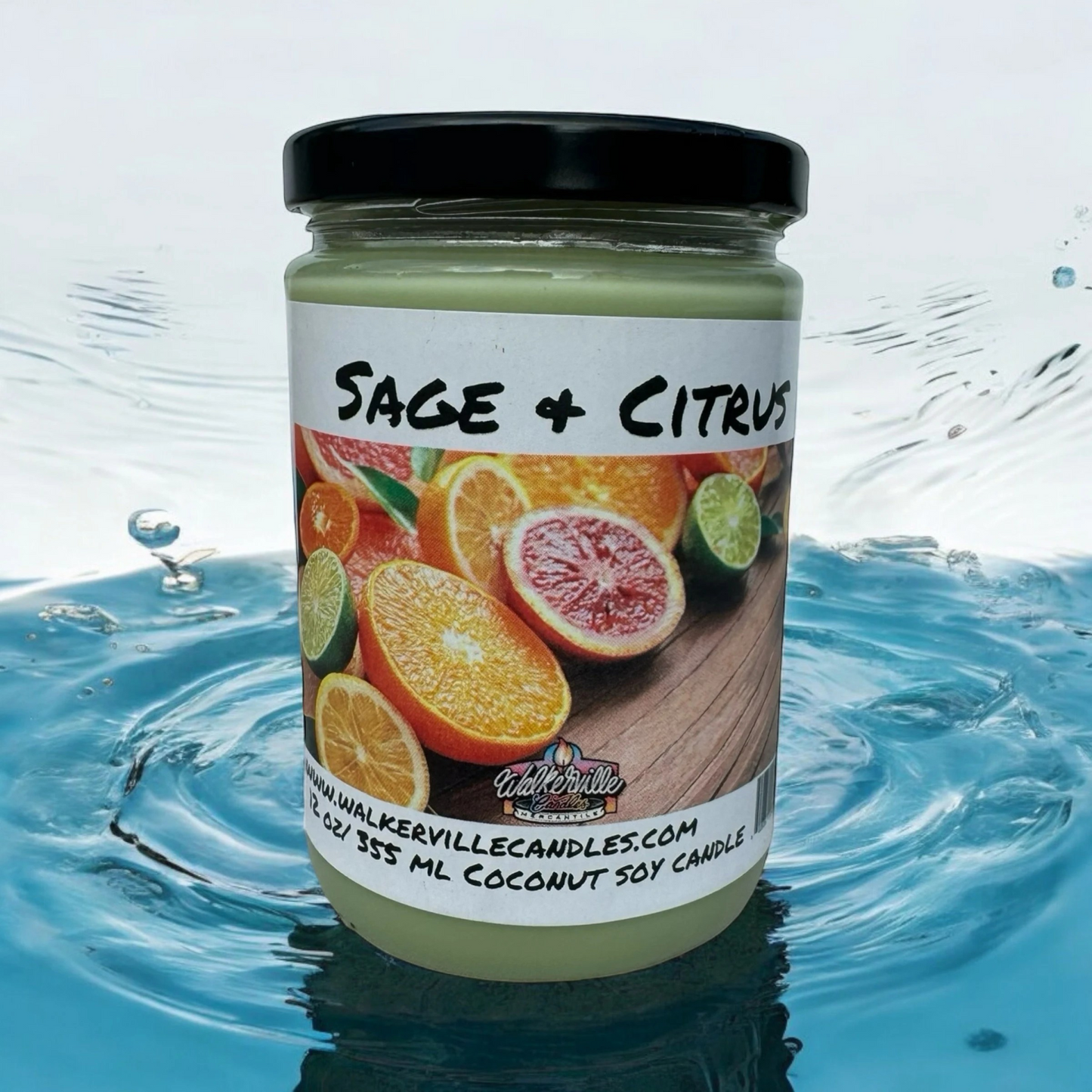 Sage & Citrus 100% Coconut Soy Eco-friendly 12 oz Candle Wood Wick