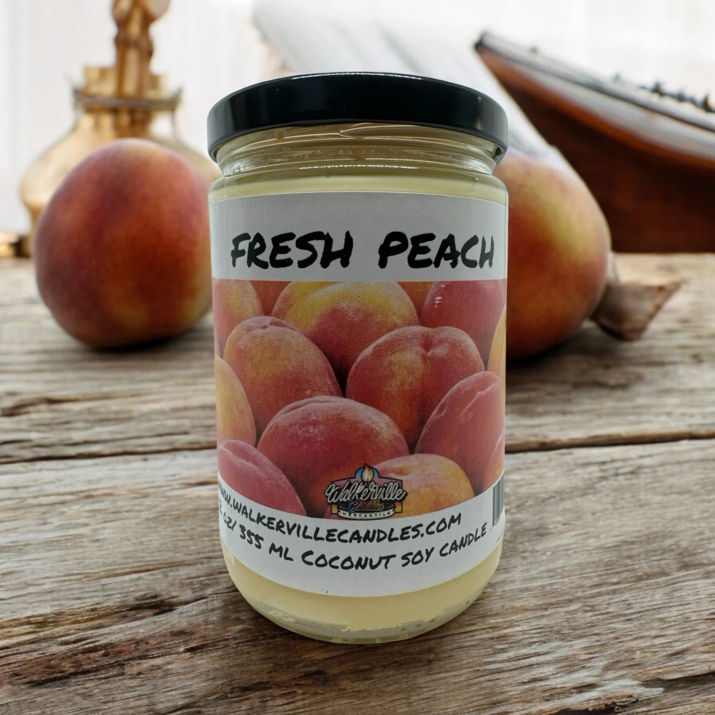 Fresh Peach 100% Coconut Soy Eco-friendly 12 oz Candle